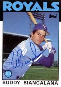 1983 Baseball Card of our hero, Buddy Biancalana 