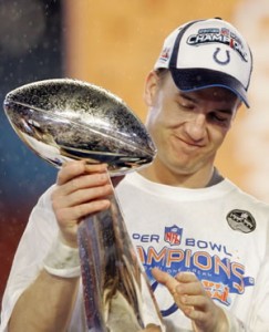 Manning hopes to be holding another Super Bowl trophy following Super Bowl XLIV.