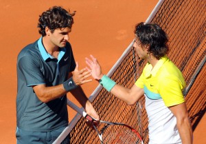Roger Federer wins the 2009 final at the ATP Madrid Open against Rafael Nadal.
