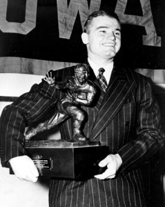 Nile Kinnick won the 1939 Heisman Trophy representing the University of Iowa.